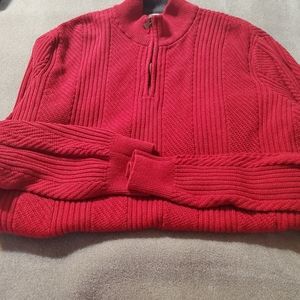 Men's Calvin Klein cotton knit long sleeve zip front Burgundy Sweater